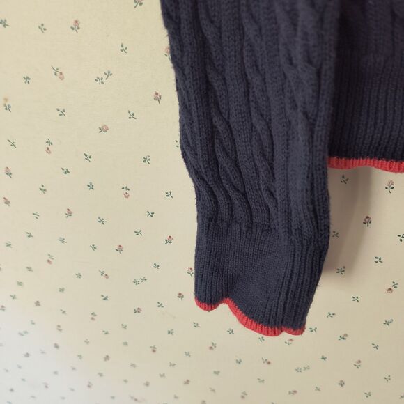 Brooks Brothers Cardigan Tennis Sweater Womens XL Navy Cotton Cable Knit *Pls Rd - Picture 11 of 16